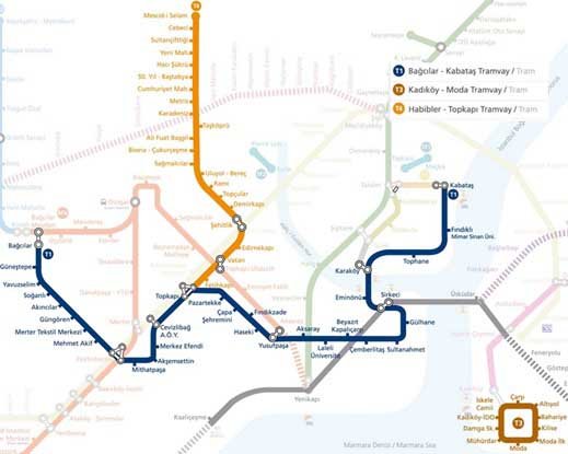 Tranvías en Estambul– Lineas de tranvia de Estambul 4